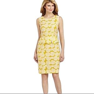 Antonio Melani Yellow Floral Print Peplum Dress